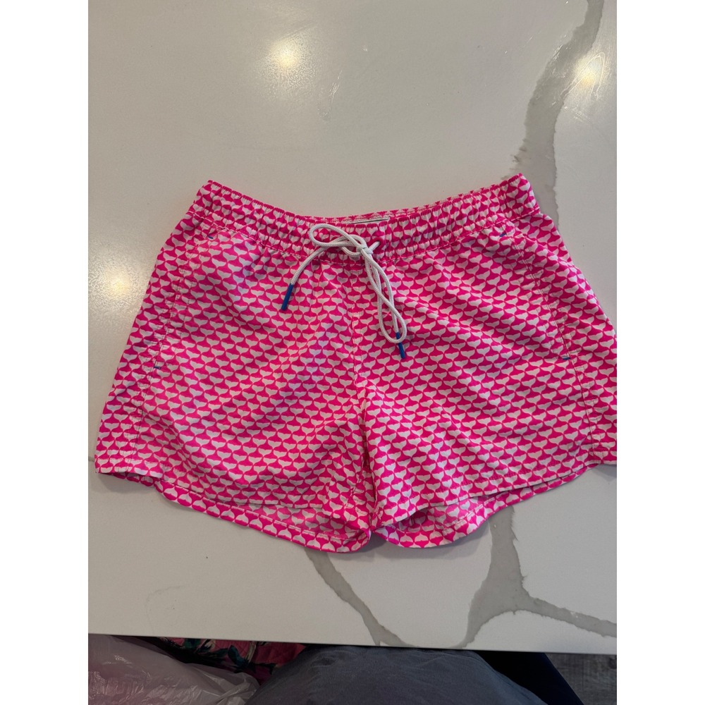 Vineyard Vines Performance Shorts Womens XXS Pink Whale Tail Print Drawstring